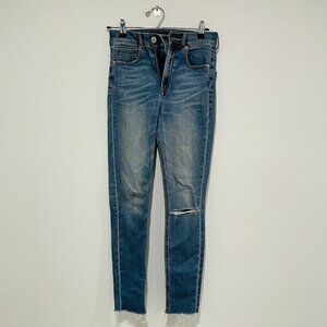 Express Jeans Blue Denim Jeans Ankle Super High Rise Size 2R